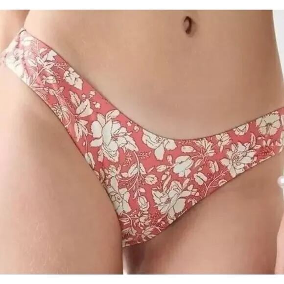 2/$30 NWT J. Crew Curved-Waist Cheeky Bikini Bottom Pink Floral High-Cut Size L - Picture 1 of 9